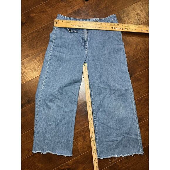 Point Sur Wide Leg Raw Hem Cropped Medium Wash Jeans Size 29 - Picture 4 of 6